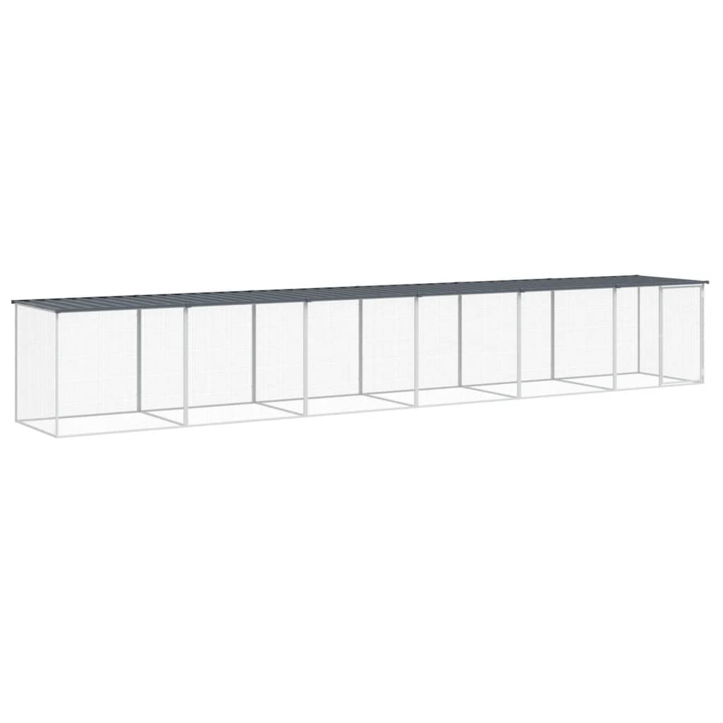 Gabbia Polli con Tetto Antracite 603x98x90 cm Acciaio Zincato