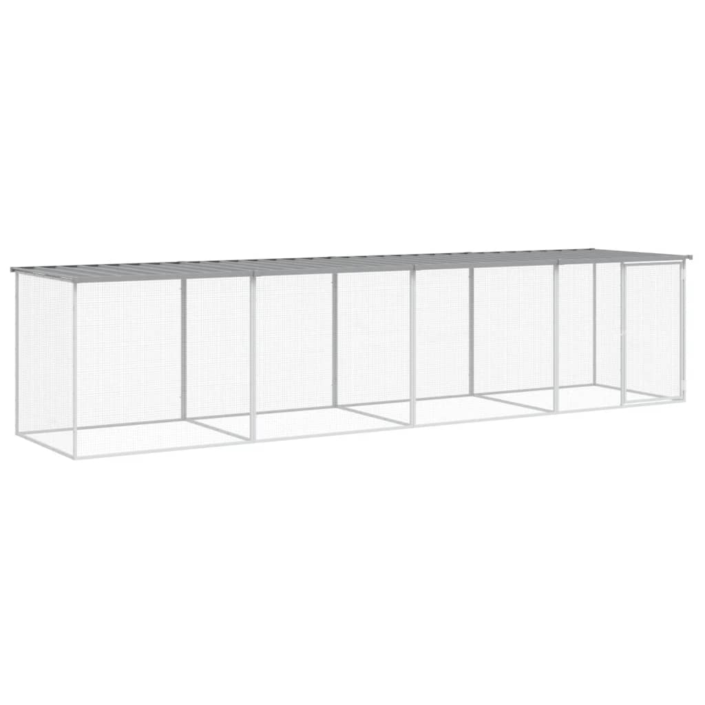 Gabbia Polli Tetto Grigio Chiaro 403x98x90 cm Acciaio Zincato