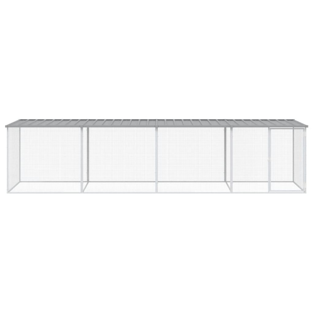 Gabbia Polli Tetto Grigio Chiaro 403x98x90 cm Acciaio Zincato