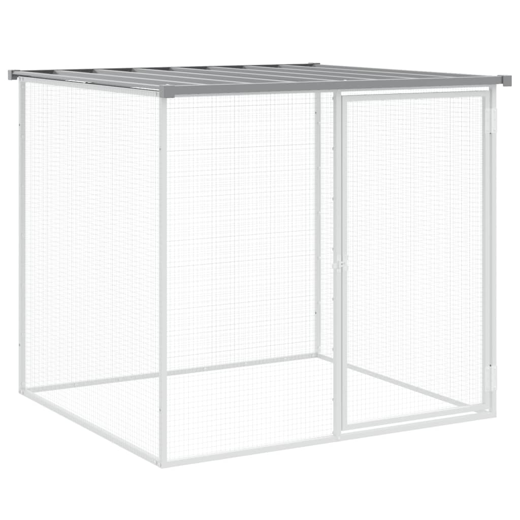 Gabbia Polli Tetto Grigio Chiaro 403x98x90 cm Acciaio Zincato