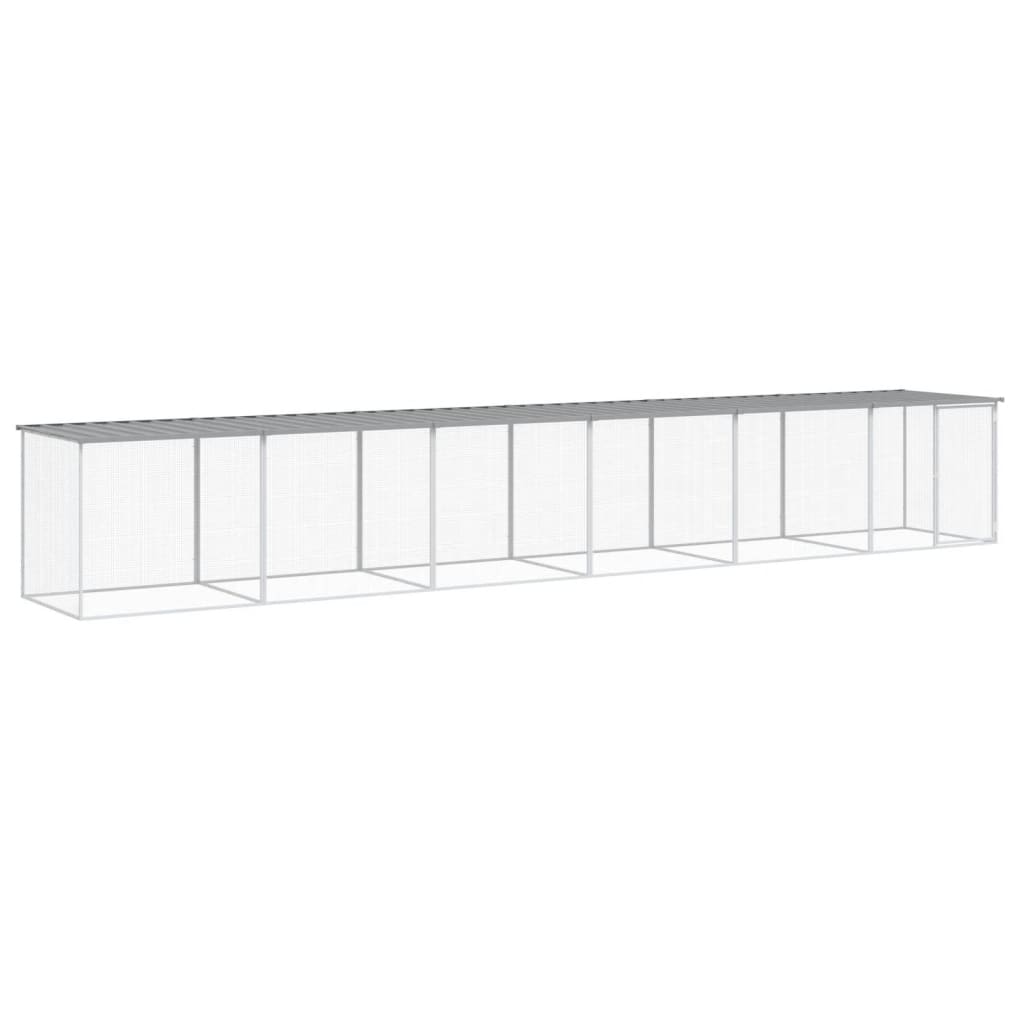 Gabbia Polli Tetto Grigio Chiaro 603x98x90 cm Acciaio Zincato