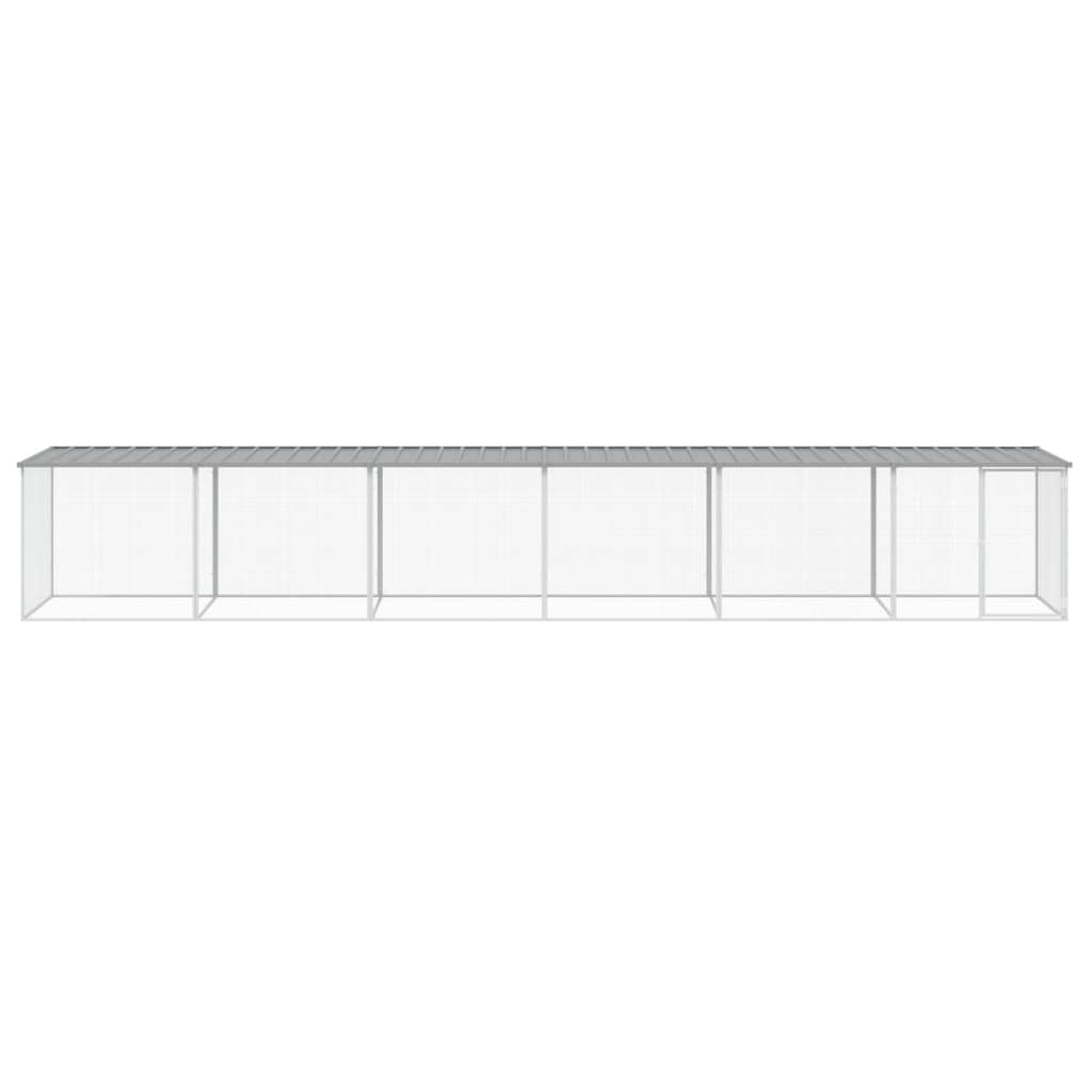 Gabbia Polli Tetto Grigio Chiaro 603x98x90 cm Acciaio Zincato