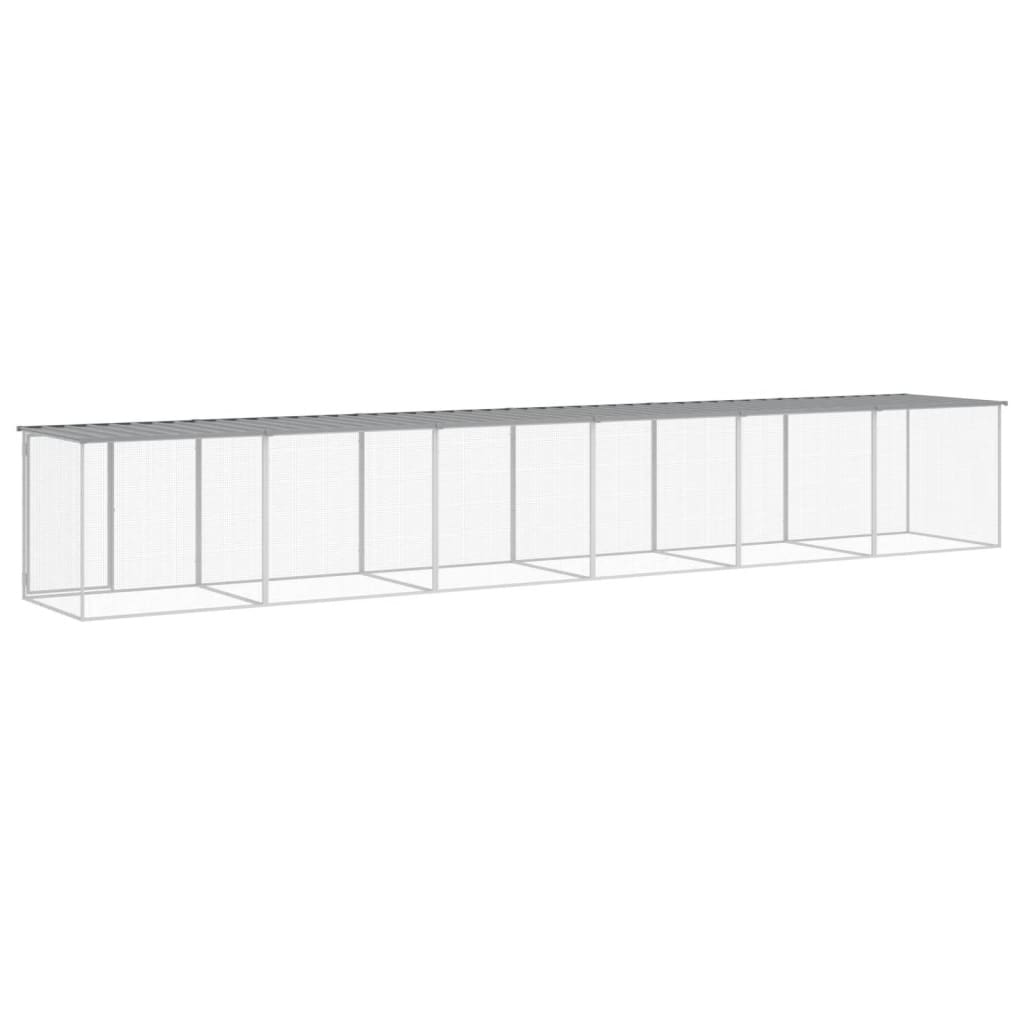 Gabbia Polli Tetto Grigio Chiaro 603x98x90 cm Acciaio Zincato