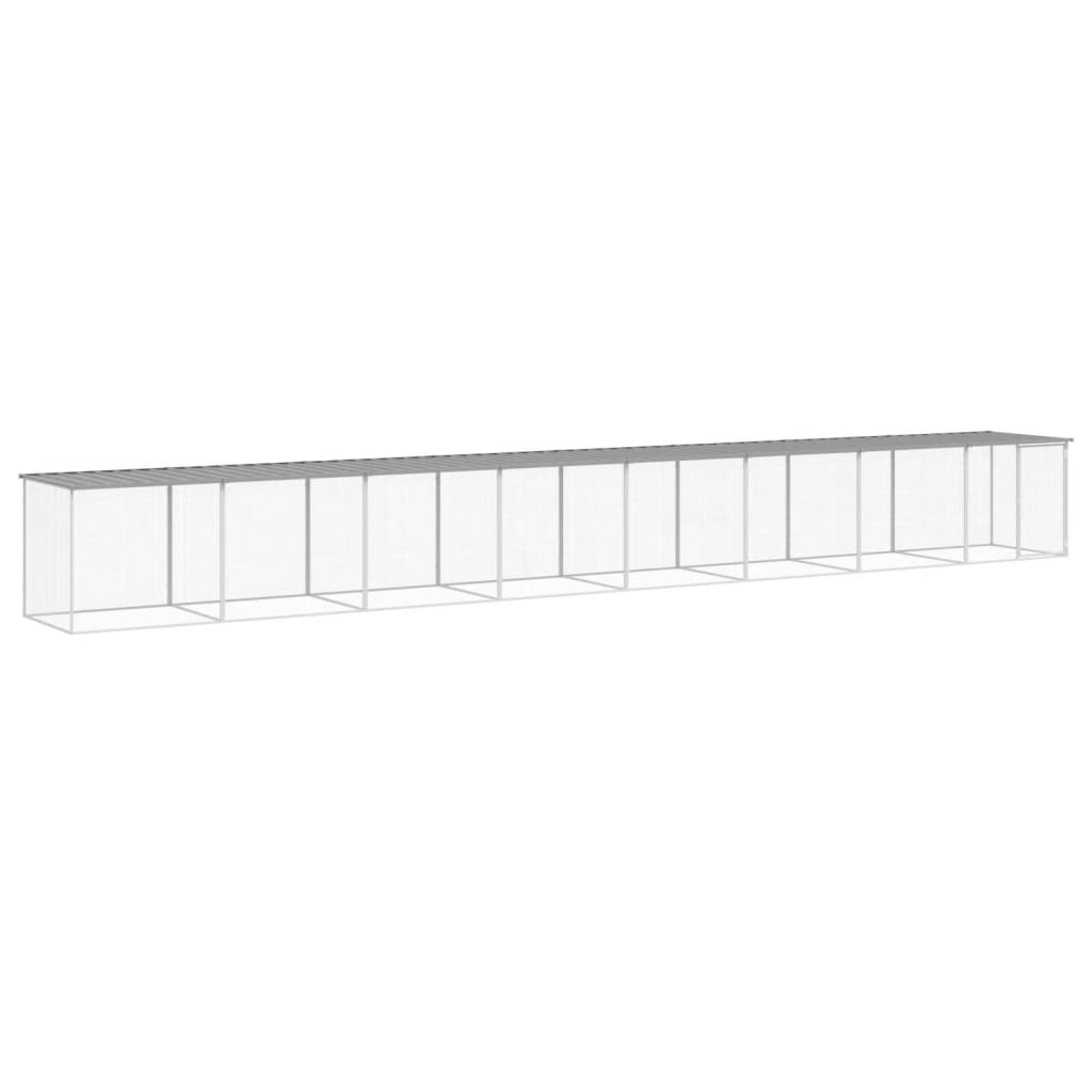 Gabbia Polli Tetto Grigio Chiaro 803x98x90 cm Acciaio Zincato