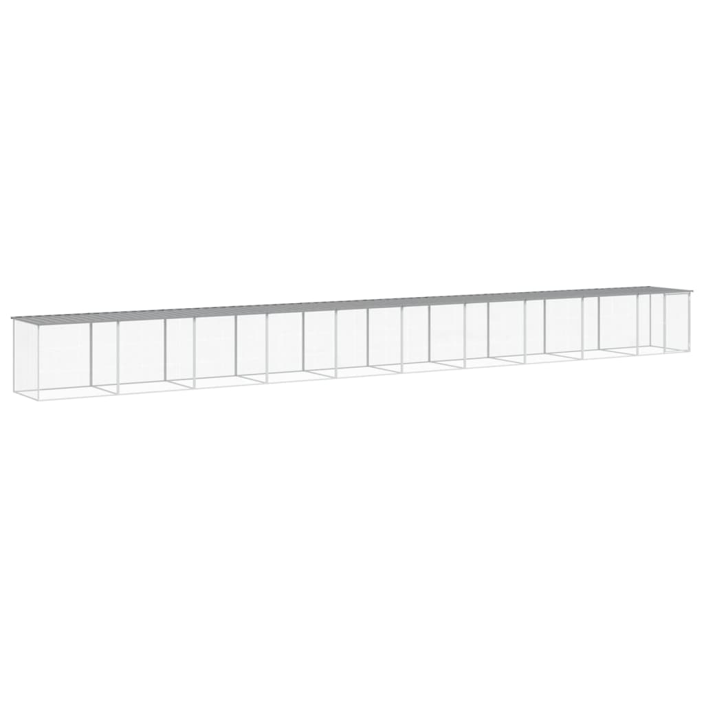 Gabbia Polli Tetto Grigio Chiaro 1003x98x90 cm Acciaio Zincato