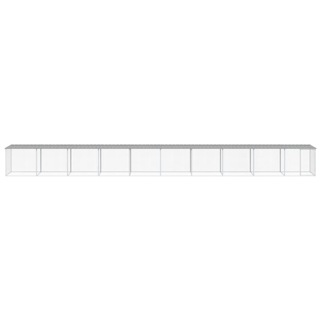 Gabbia Polli Tetto Grigio Chiaro 1003x98x90 cm Acciaio Zincato