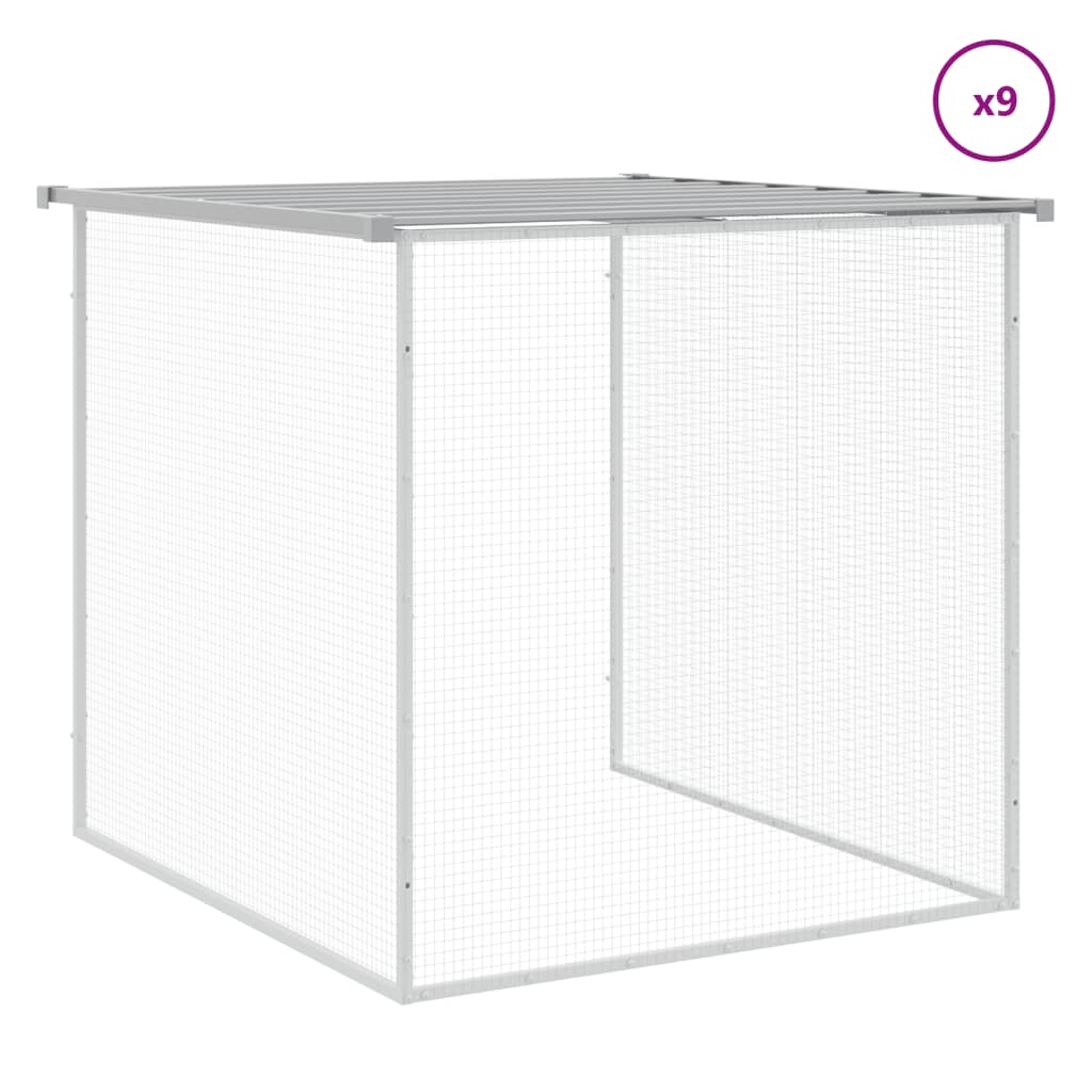 Gabbia Polli Tetto Grigio Chiaro 1003x98x90 cm Acciaio Zincato
