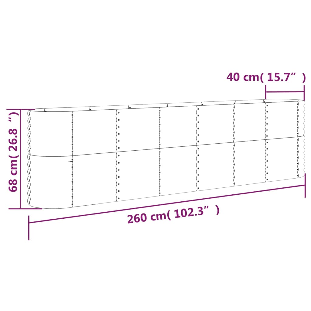 Letto Giardino Acciaio Zincato 260x40x68cm Marrone