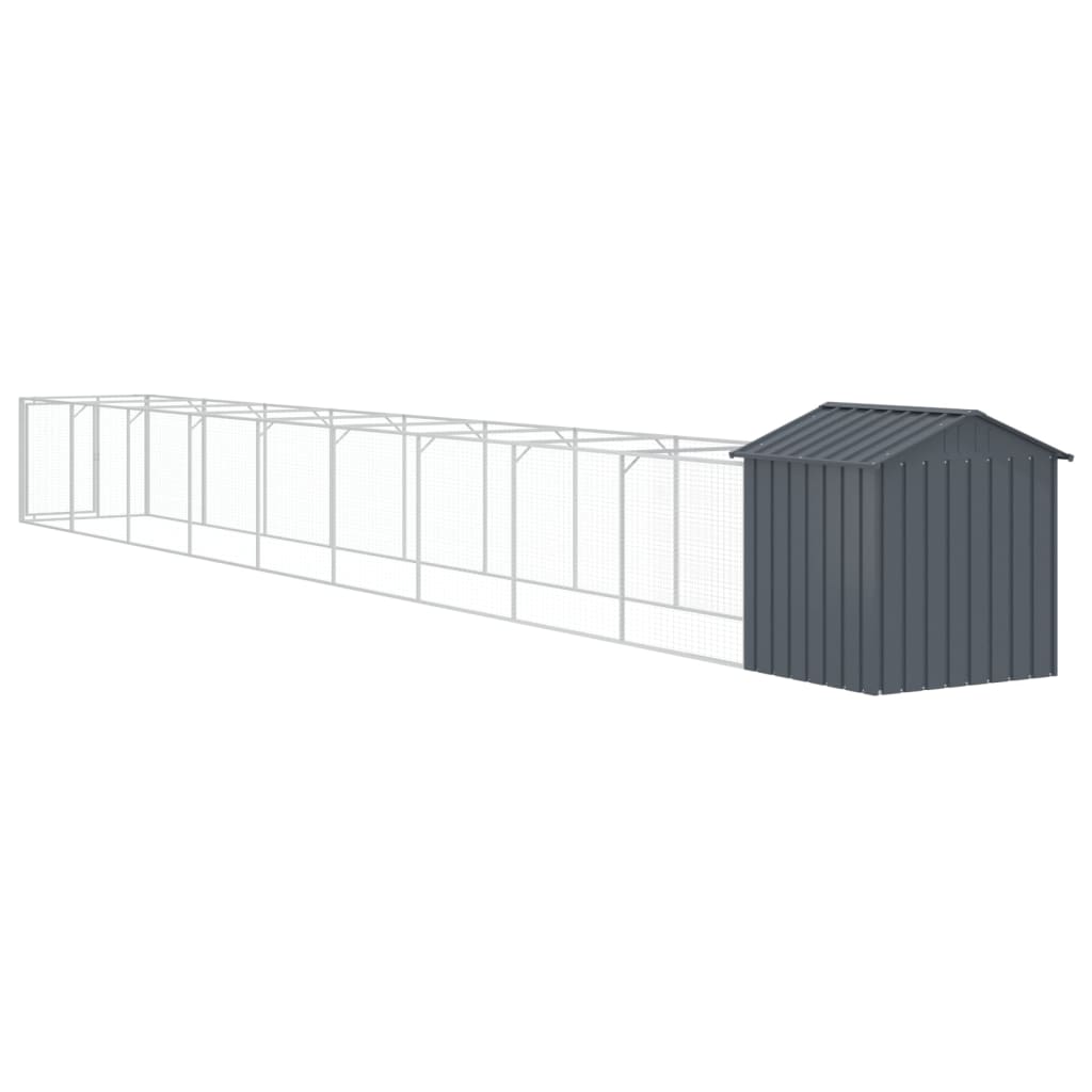 Casetta Cani con Tetto Antracite 117x1017x123cm Acciaio Zincato
