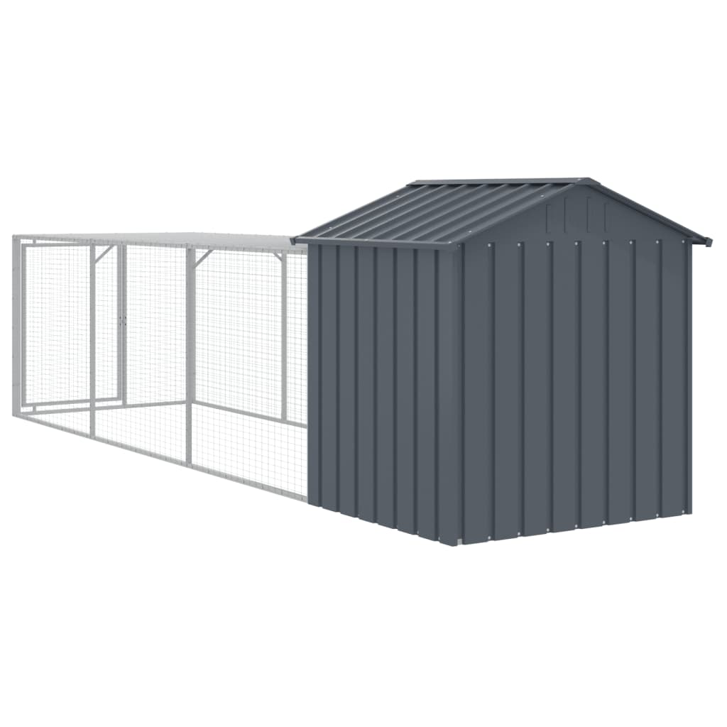 Pollaio con Area Corsa Antracite 117x405x123 cm Acciaio Zincato
