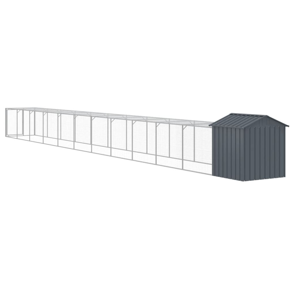 Pollaio con Area Corsa Antracite 117x1221x123cm Acciaio Zincato