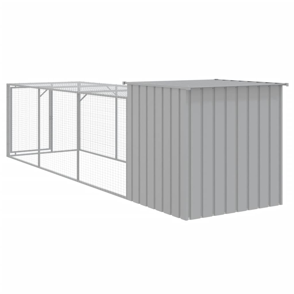 Pollaio Area Corsa Grigio Chiaro 110x405x110 cm Acciaio Zincato