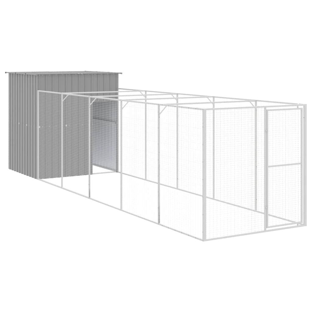 Casetta Cani Corsa Grigio Chiaro 165x659x181 cm Acciaio Zincato
