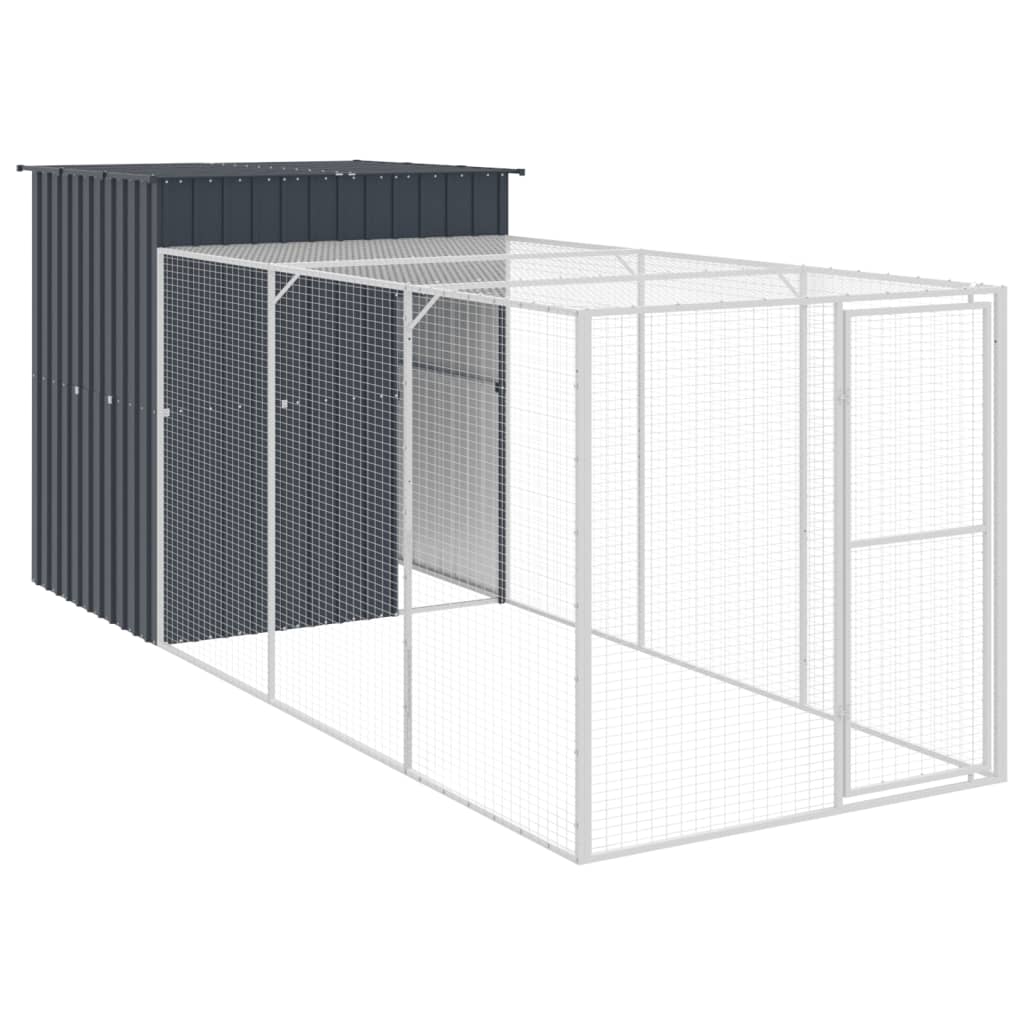 Pollaio con Area Corsa Antracite 165x455x181 cm Acciaio Zincato