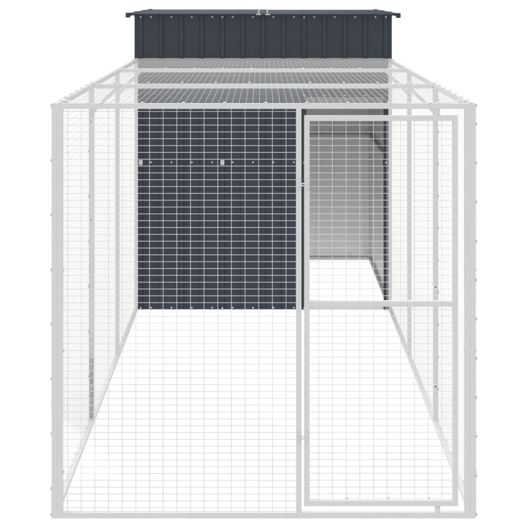 Pollaio con Area Corsa Antracite 165x455x181 cm Acciaio Zincato