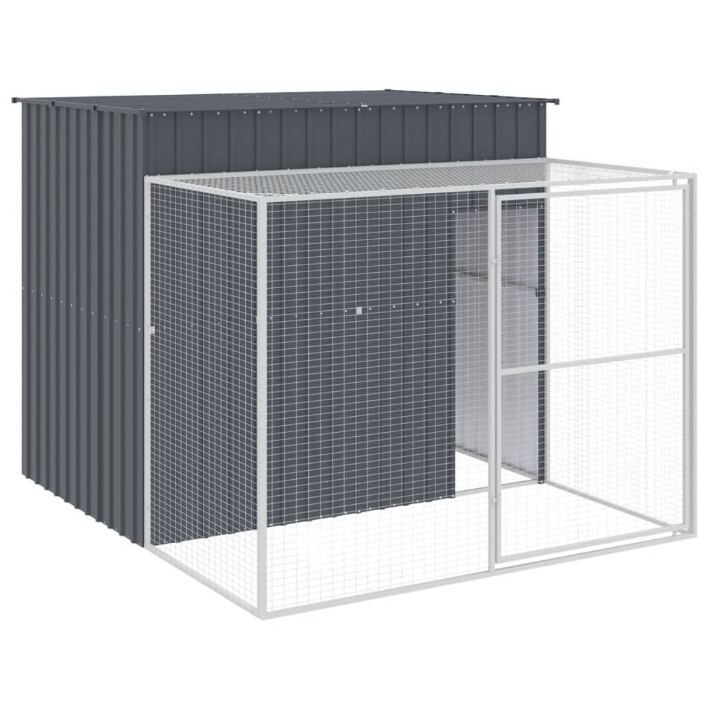 Casetta Cani con Corsa Antracite 214x253x181 cm Acciaio Zincato