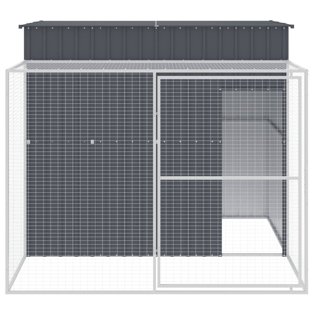 Casetta Cani con Corsa Antracite 214x253x181 cm Acciaio Zincato