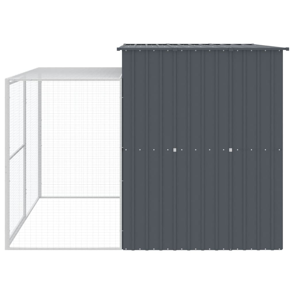 Casetta Cani con Corsa Antracite 214x253x181 cm Acciaio Zincato