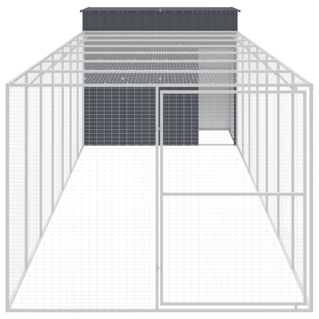 Casetta Cani con Corsa Antracite 214x865x181 cm Acciaio Zincato