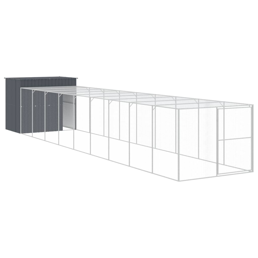 Casetta Cani con Corsa Antracite 214x1069x181cm Acciaio Zincato