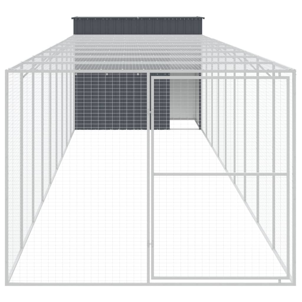 Casetta Cani con Corsa Antracite 214x1069x181cm Acciaio Zincato