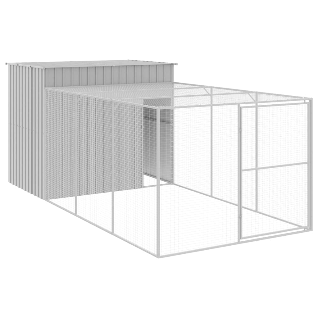 Casetta Cani Corsa Grigio Chiaro 214x457x181 cm Acciaio Zincato