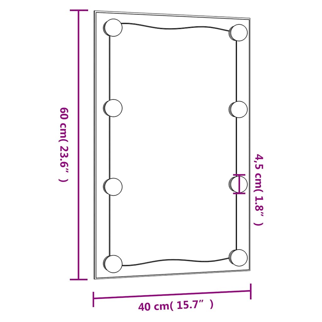 Specchio da Parete con Luci LED 40x60 cm Vetro Rettangolare