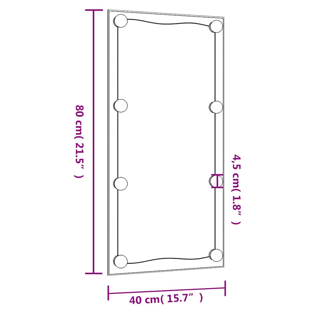 Specchio da Parete con Luci LED 40x80 cm Vetro Rettangolare