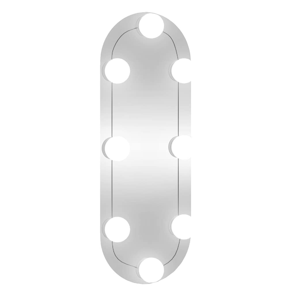 Specchio da Parete con Luci LED 15x40 cm Vetro Ovale