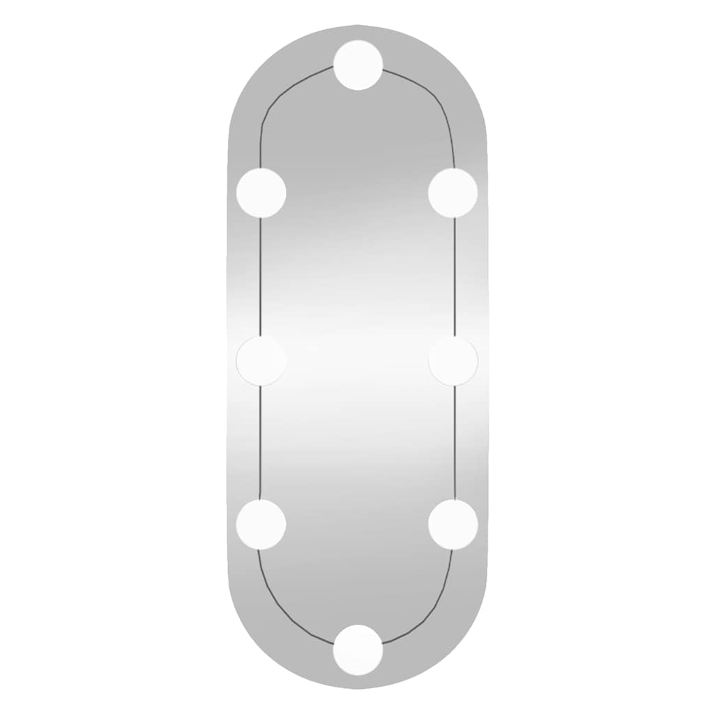 Specchio da Parete con Luci LED 20x50 cm Vetro Ovale