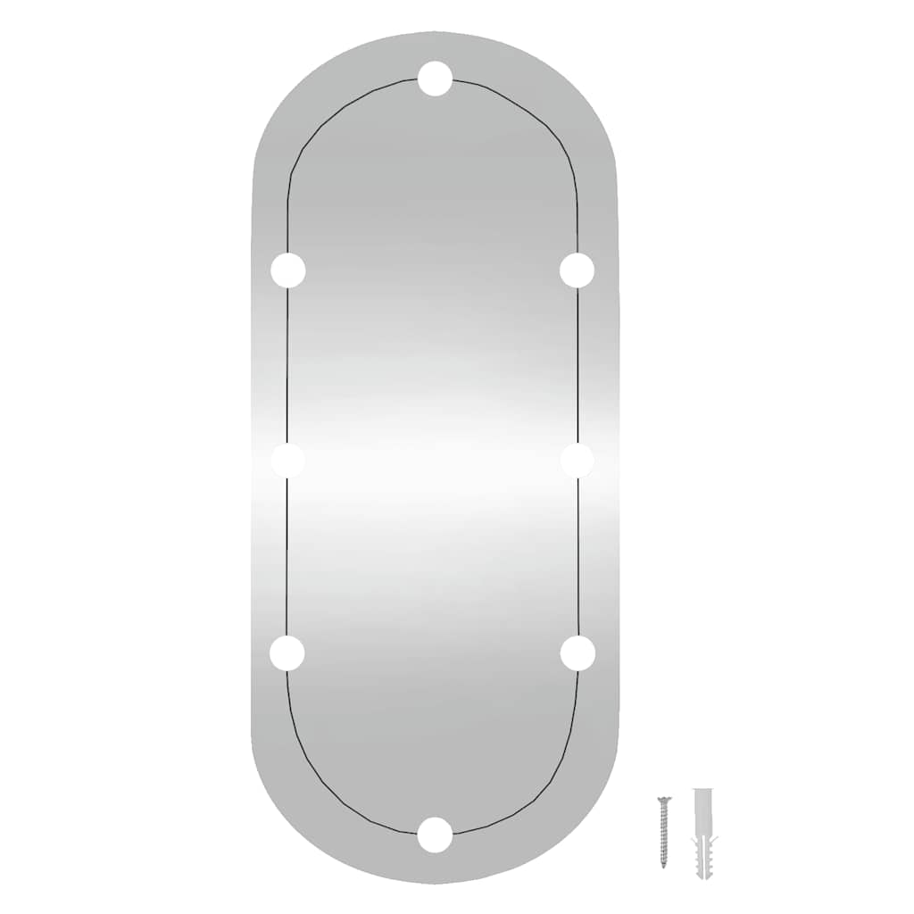 Specchio da Parete con Luci LED 25x60 cm Vetro Ovale