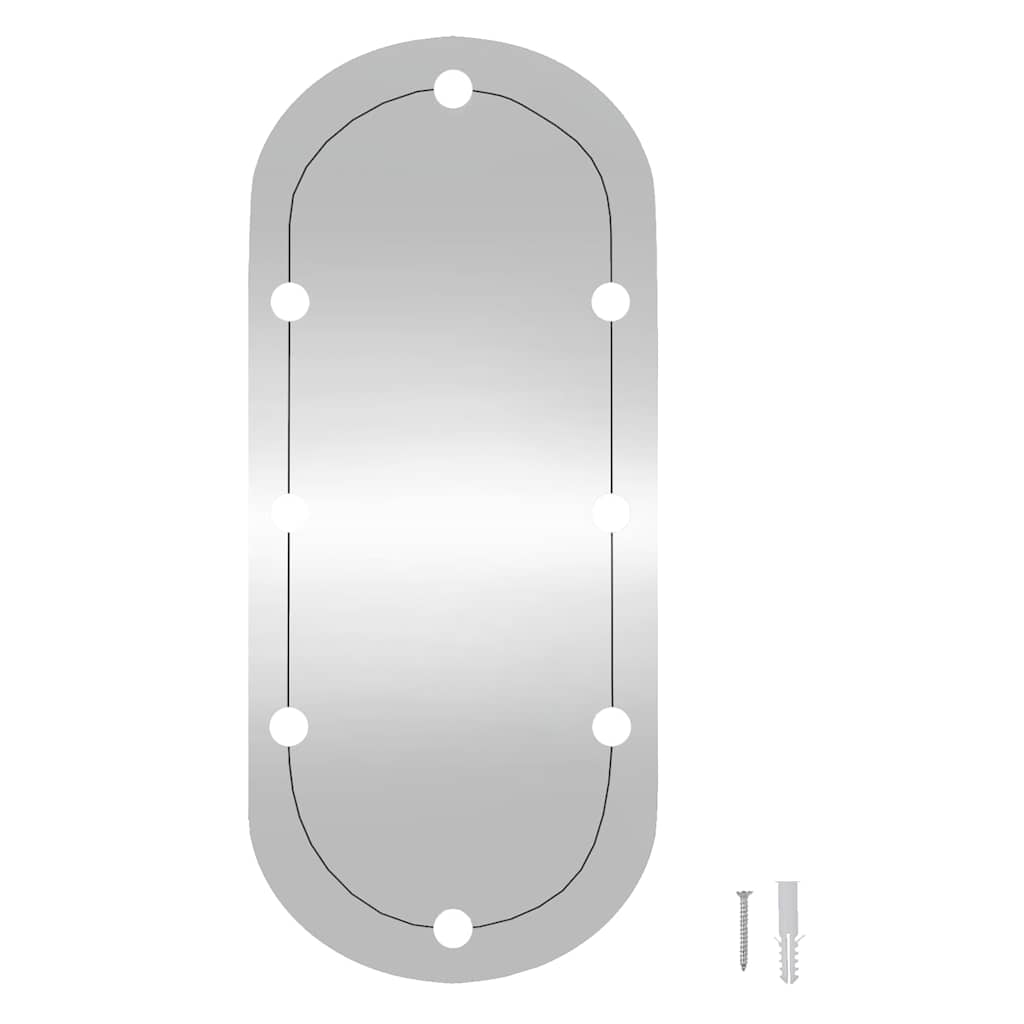 Specchio da Parete con Luci LED 30x70 cm Vetro Ovale