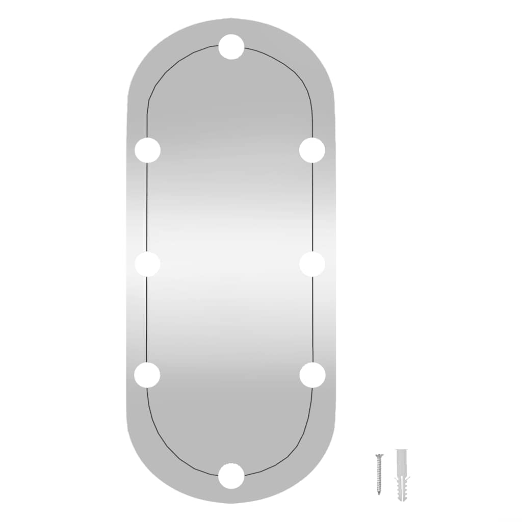 Specchio da Parete con Luci LED 35x80 cm Vetro Ovale