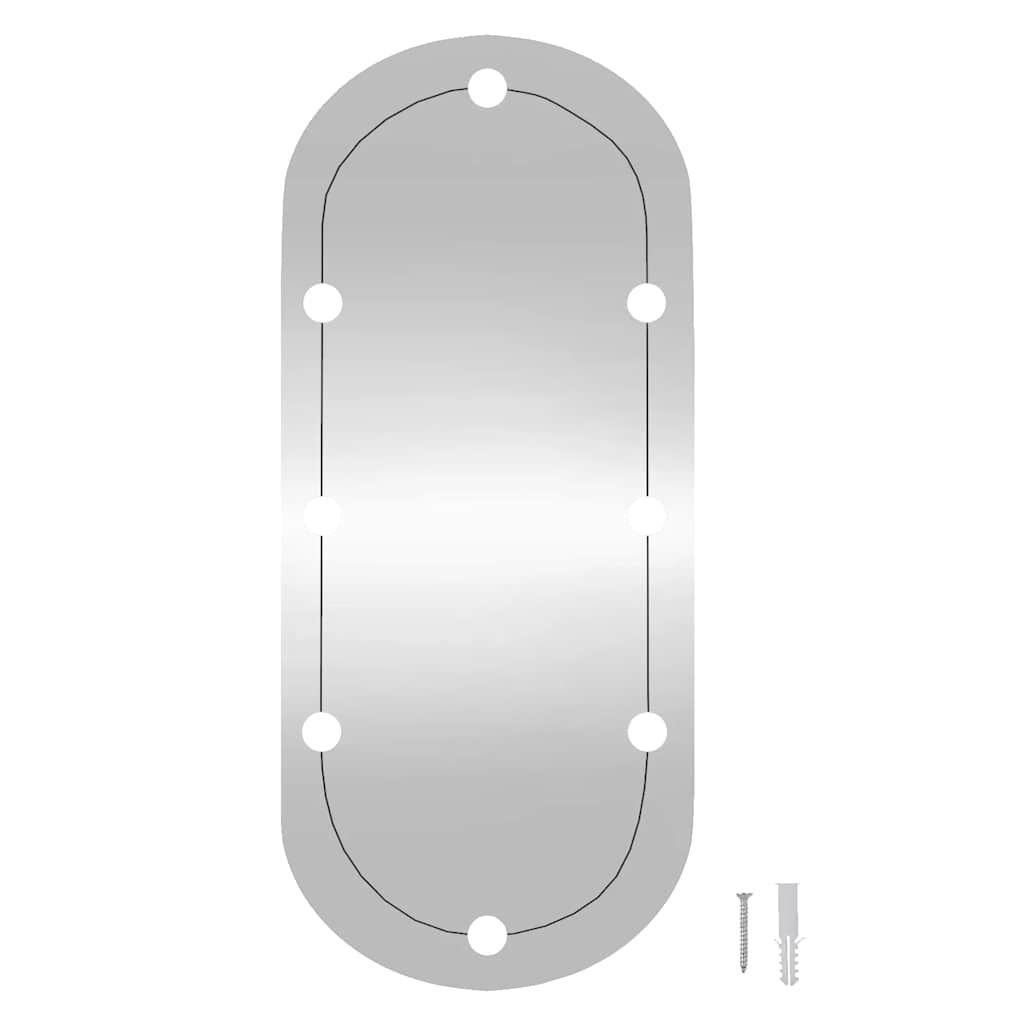 Specchio da Parete con Luci LED 45x100 cm Vetro Ovale