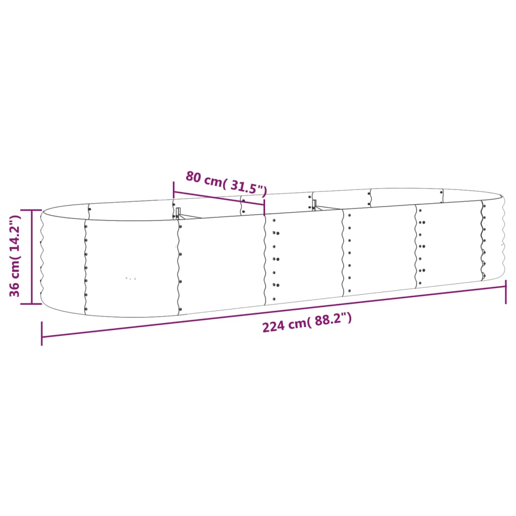 Letto Giardino Acciaio Zincato 224x80x36 cm Grigio
