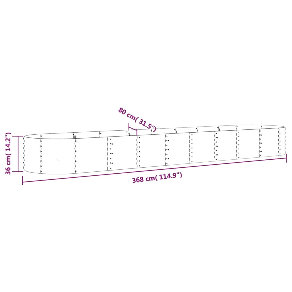 Letto Giardino Acciaio Zincato 368x80x36cm Argento