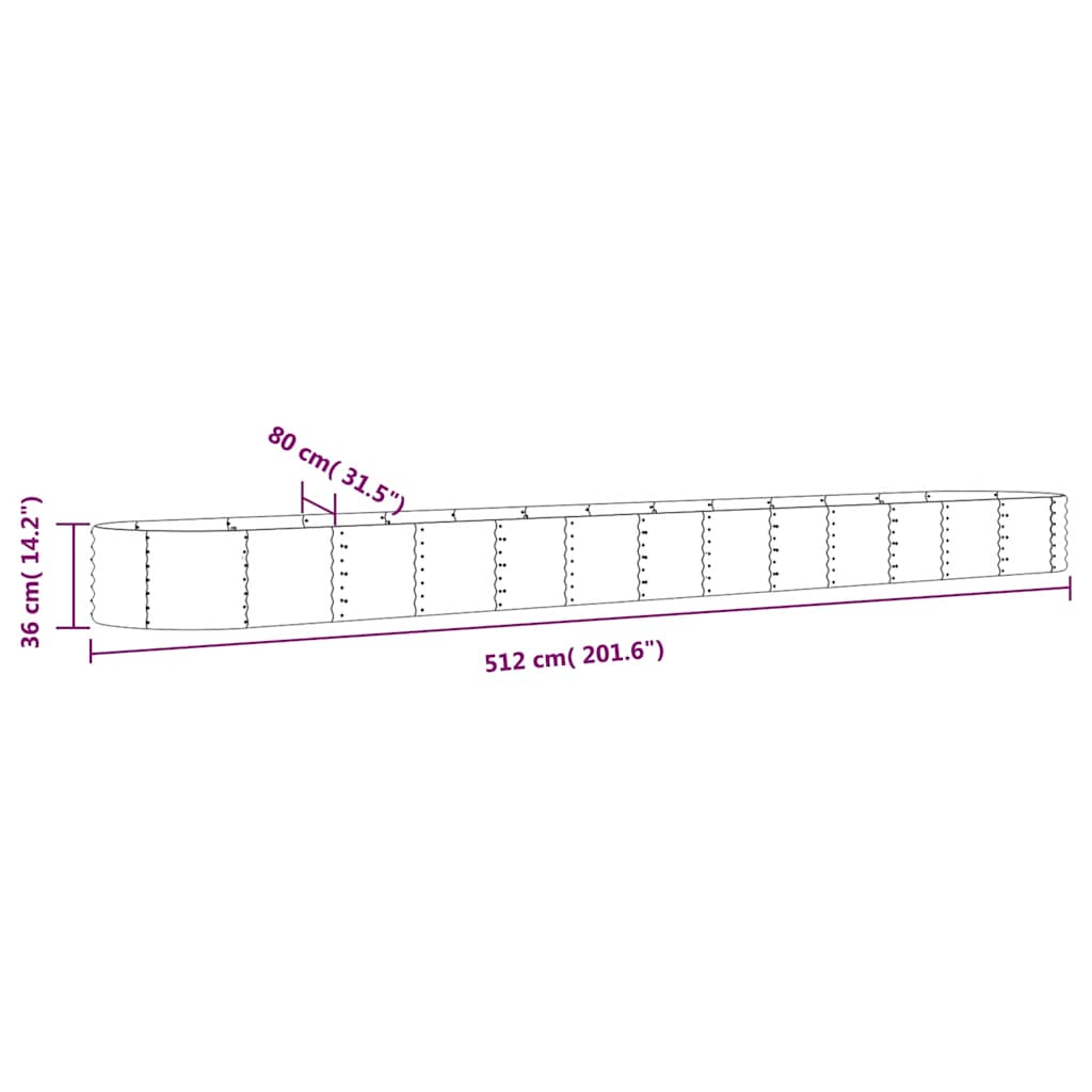Letto Giardino Acciaio Zincato 512x80x36cm Marrone