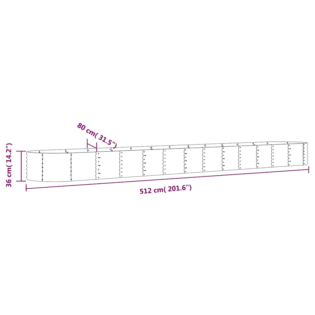 Letto Giardino Acciaio Zincato 512x80x36cm Argento