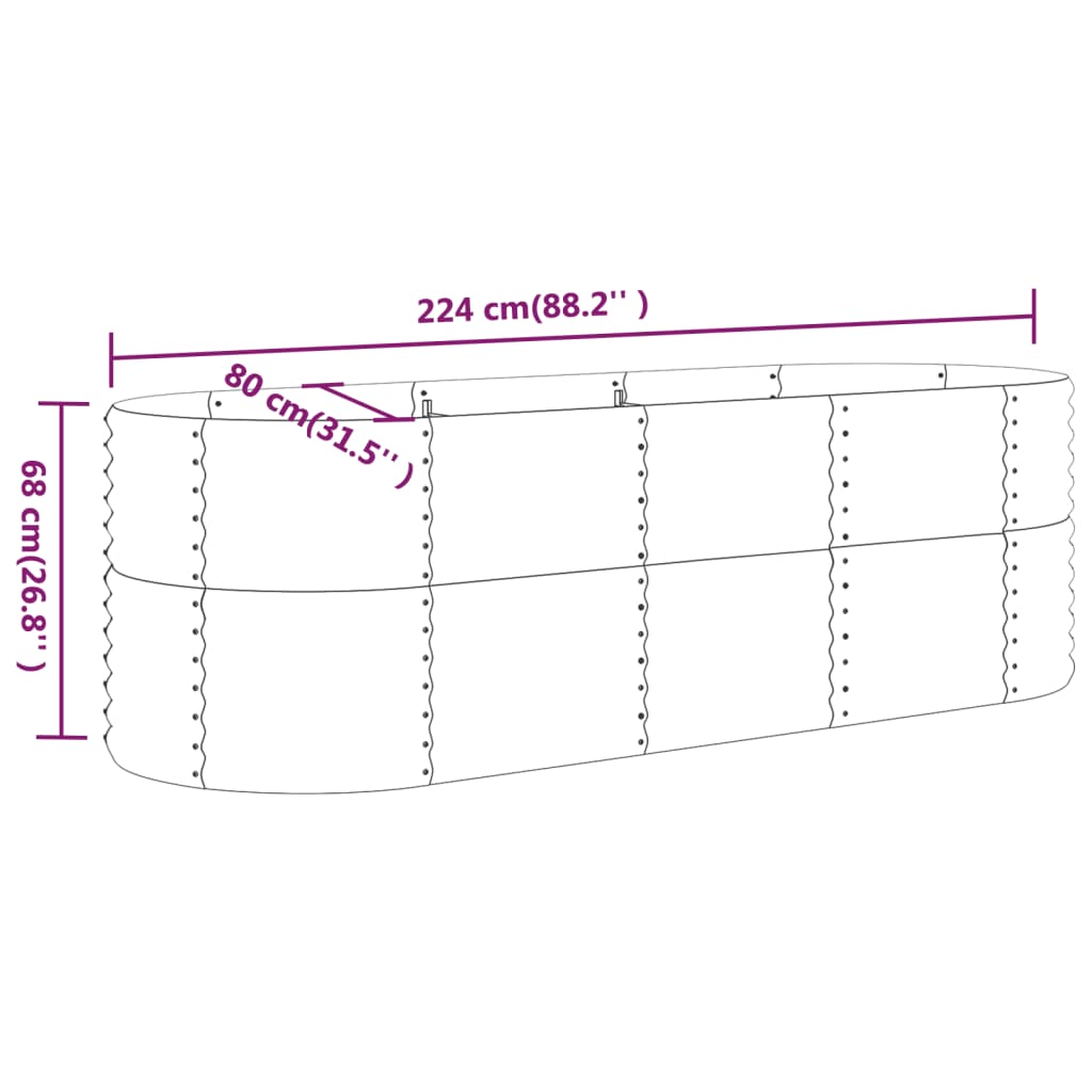 Letto Giardino Acciaio Zincato 224x80x68cm Marrone