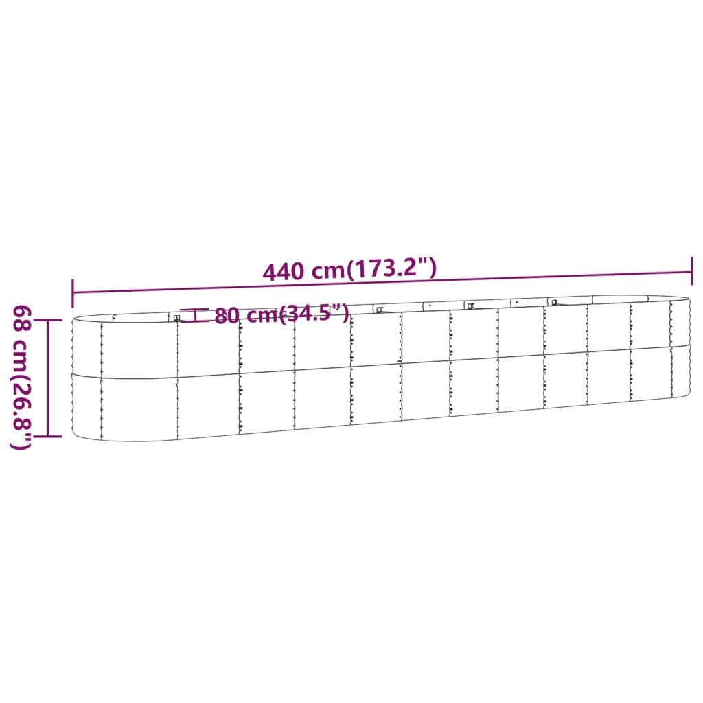 Letto Giardino Acciaio Zincato 440x80x68cm Marrone