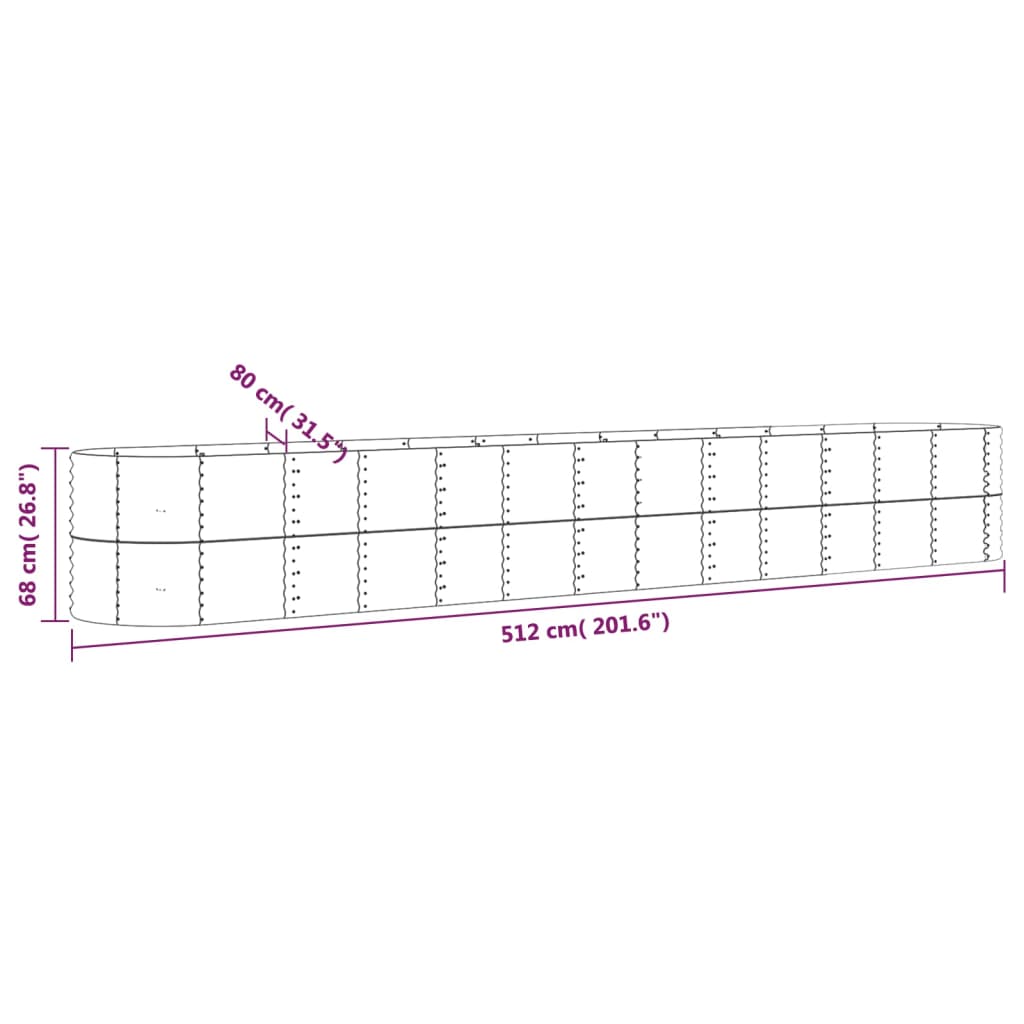 Letto Giardino Acciaio Verniciato a Polvere 512x80x68cm Marrone