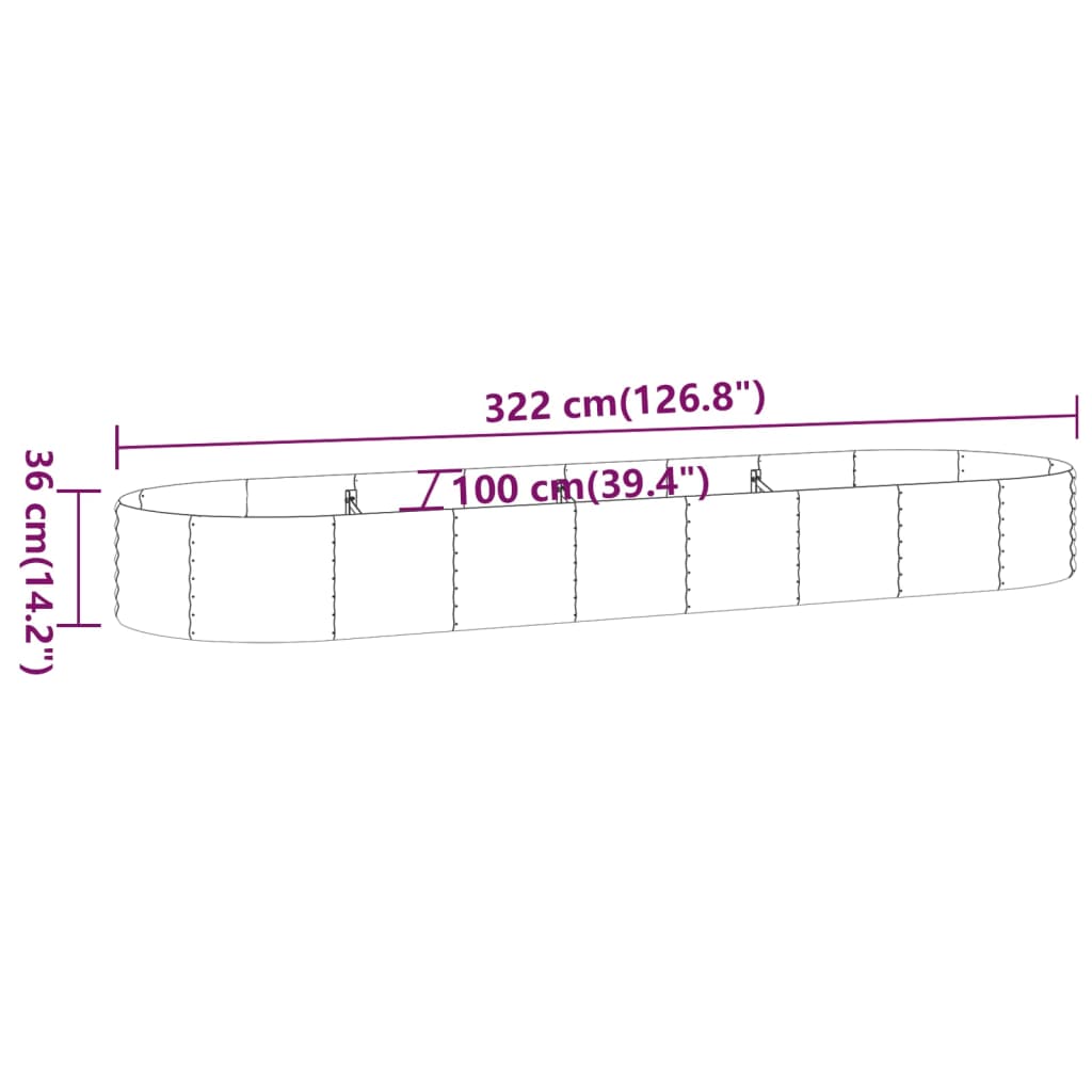 Letto Giardino Acciaio Zincato 322x100x36 cm Marrone