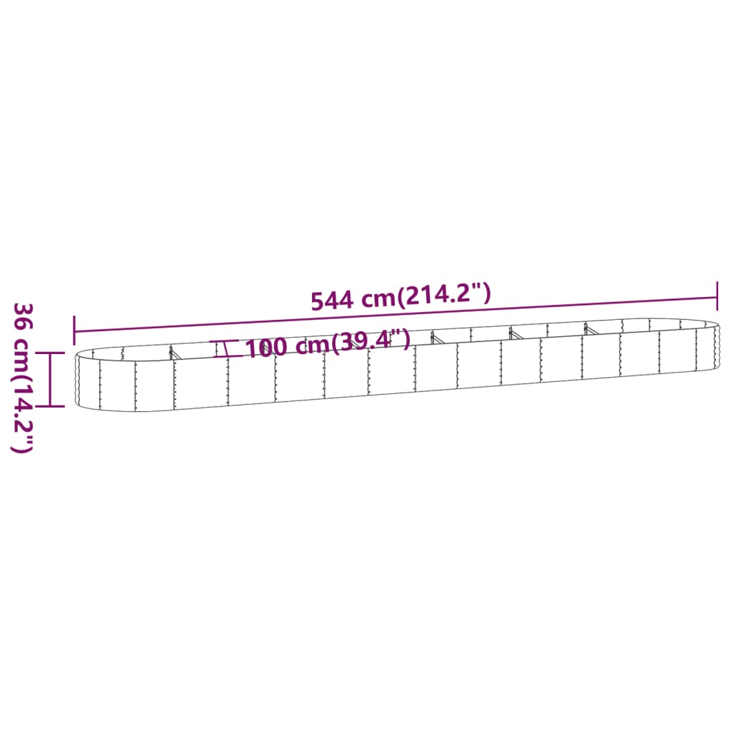 Letto Giardino Acciaio Zincato 544x100x36cm Argento