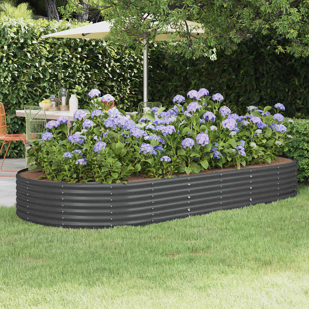 Letto Rialzato da Giardino in Acciaio Zincato 296x140x36 cm Antracite