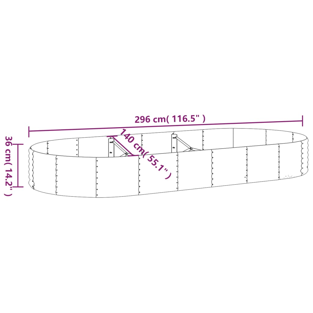 Letto Giardino Acciaio Zincato 296x140x36cm Argento