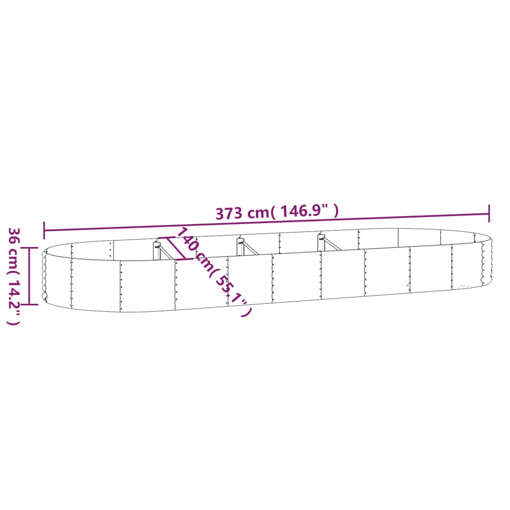 Letto Giardino Acciaio Zincato 373x140x36cm Grigio