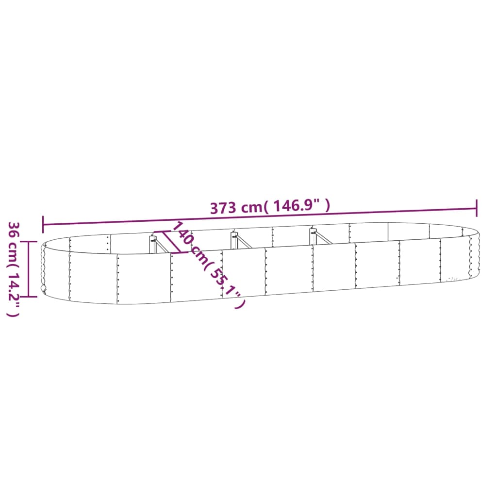 Letto da Giardino in Acciaio Zincato 373x140x36 cm Antracite