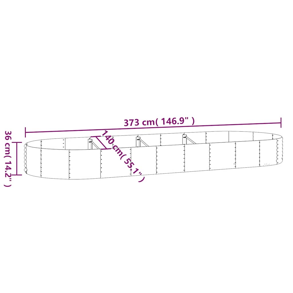 Letto Giardino Acciaio Zincato 373x140x36 cm Argento