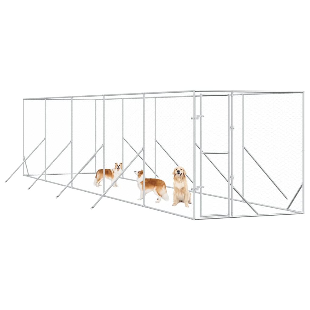 Cuccia per Cani da Esterno Argento 2x10x2 m Acciaio Zincato