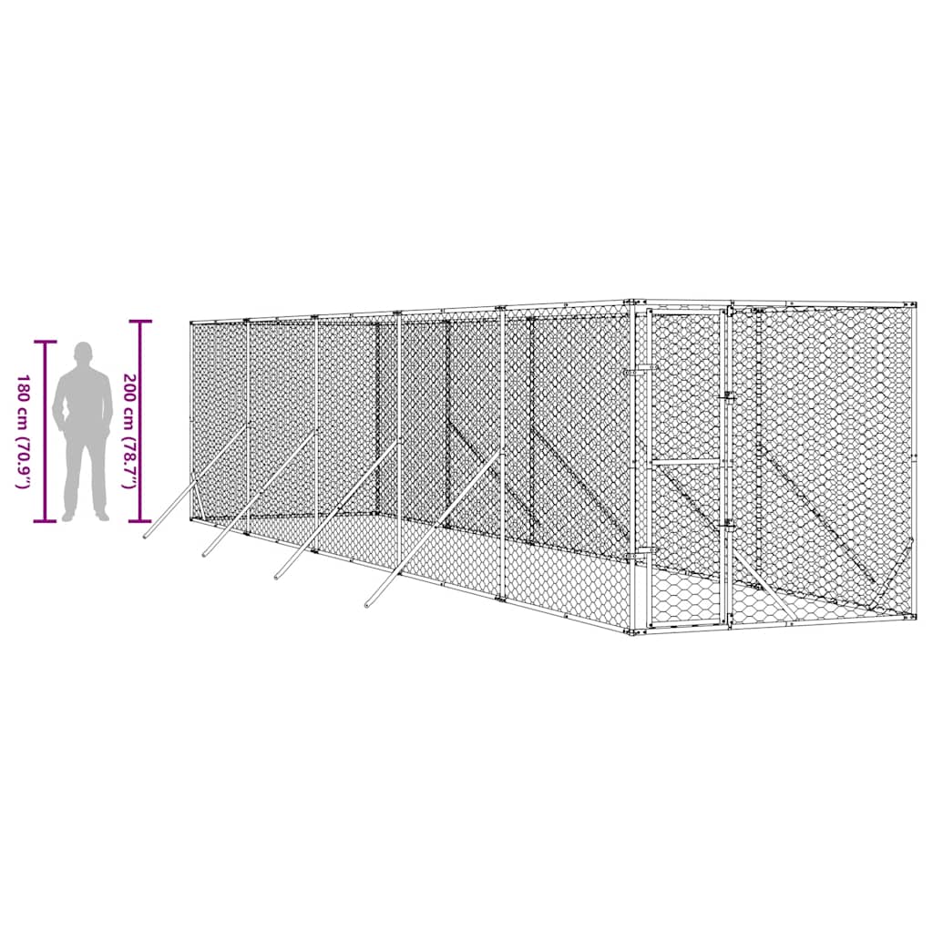 Cuccia per Cani da Esterno Argento 2x10x2 m Acciaio Zincato
